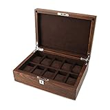 Rational-Layout - 10 separater Insert-Slots mit 10 herausnehmbaren weichen Kissen, jedes Kissen paßt perfekt mit den Schlitzen, hält jede Uhr Kissen eine kleine oder große Uhr ordentlich an Ort und Stelle, perfekt Ihre Uhr organisieren und schützt es vor scratches.Metal Sperre sorgt für Sicherheit erhöht.