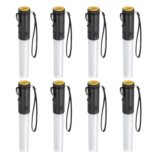 Bastón de señalización de tráfico PATIKIL para guiar coches y aviones con luz LED blanca