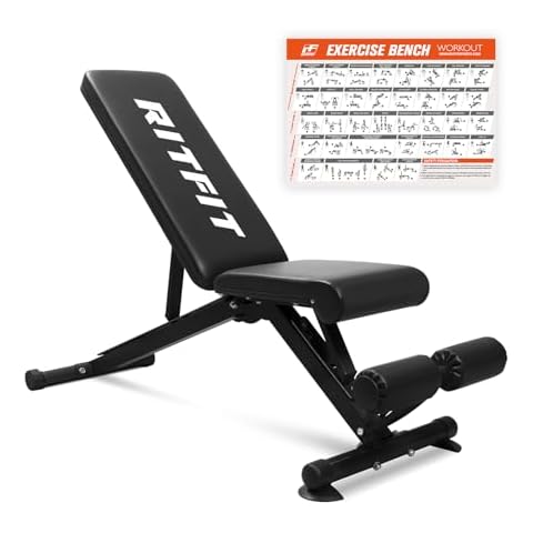 RitFit Adjustable/Foldable Utility Weight Bench for Home Gym, Weightlifting and Strength Training - Bonus Workout Poster with 35 Total Body Exercises… Cover