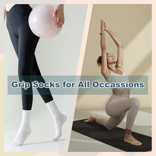 Image of BISOUSOX Pilates Socks with Grips for Women, Anti Slip Grippy Yoga Barre Socks, Full Sole Sticky Reformer Workout Sock