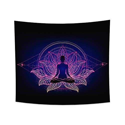 Haoyiyi 70.9x63 Inches Psychedelic Tapestry Trippy Wall Hanging Oriental Culture Elegant Woman Meditating at Lotus Terrace Brief Wall Tapestries for Bedroom Living Room Decor Bedspread