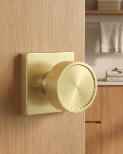 Image of Goldenwarm Gold Door Knobs Dummy, No-Turning Single-Sided Interior Door Knob for for Pantry, French Doors & Closets, 1 Pack /2 Pieces