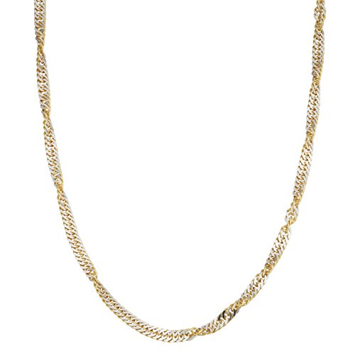 Kooljewelry Two-Tone Sterling Silver 2.8 mm Singapore Chain Necklace (18 inch)