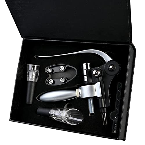 Faburo Tire Bouchon, Ouvre-bouteilles de vin avec Boite Cadeau, 5 Pièces Accessoires de Vin, Kit de Ouvre Bouteille, Cadeau Saint Valentin Homme