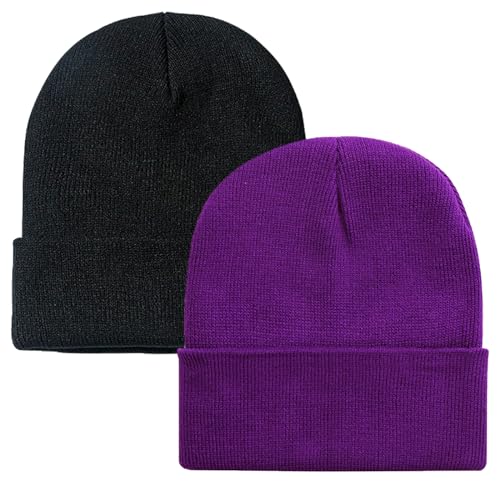 Image of ZOORON 1&2 Pack Beanie for Men Women Slouchy Beanie Hats Winter Knit Caps Soft Ski Hat Unisex