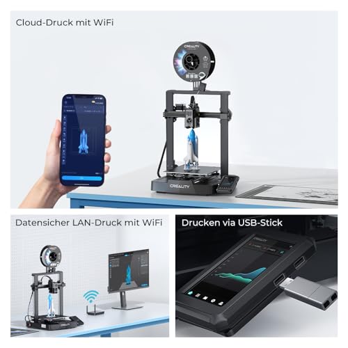 Creality Ender-3 V3 KE 3D Drucker, 500mm/s schnellere Druckgeschwindigkeit FDM Drucker mit Auto-Nivellierung, 3D Printer mit Sprite Direct Extruder, Druckgröße 220x220x240mm