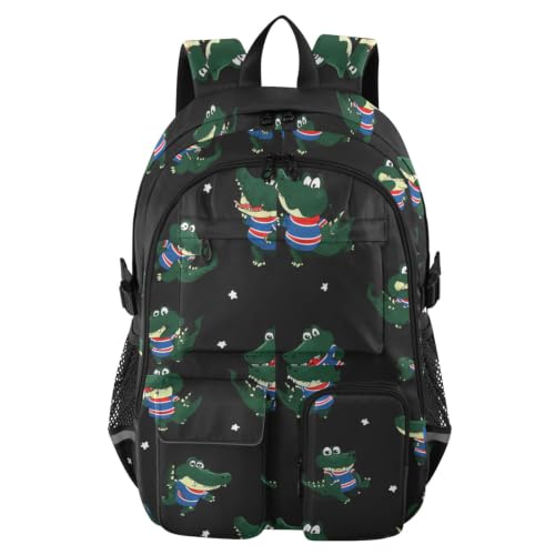 Mochilas de viaje para laptop de anime juvenil con diseño de cocodrilos deportivos escolares