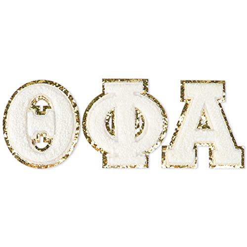 Sorority Shop Theta Phi Alpha Chenille Letter Stickers - Adhesive Back, Set of 3 Greek Letters