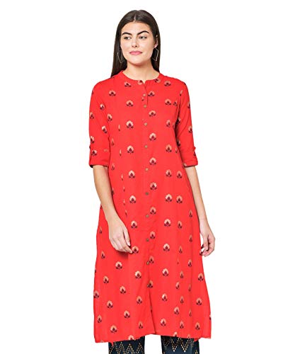 Image of Pistaa's Women's Cotton Relaxed Fit Straight Printed Kurta
