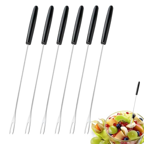 GHPKOTW 6X Fondue Gabeln Aus Rostfreiem Edelstahl 430 - Fonduebesteck Mit 6 Farben - Fonduespieße Mit Kunststoffgriff - Spülmaschinengeeignet (Kunststoffgriff)