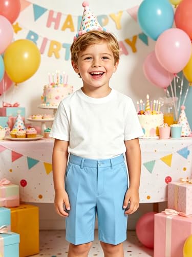Image of Boy Shorts Kids Stretch School Uniform Clothes Flat Front Dress Casual Shorts with Pockets for Summer