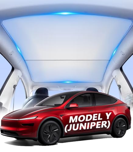 Image of Roof Sunshades for Tesla Model Y Juniper 2025 Glass Roof Sunshade Accessories，No Sag Foldable Retractable Sunroof Heat Insulation Cover Top Window Uv Sun Blocking Heat for Model Y Sun Shade