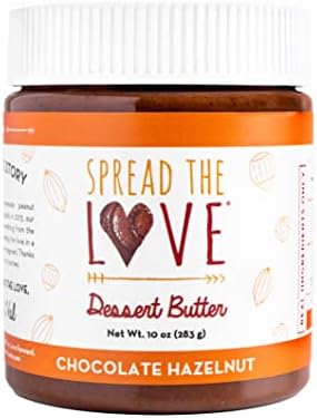 Spread The Love CHOCOLATE HAZELNUT Dessert Butter, 10 oz (Vegan, Gluten Free, No palm oil, Organic Powdered Sugar)