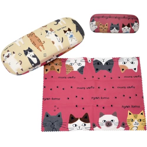 めがねケース クロス付き 猫柄 ハードケース メガネケース ノアファミリー チェリーとたま ミモザキャット モノたま ロージーキャット 猫雑貨 めがね入れ 眼鏡ケース 眼鏡入れ メガネ入れ 眼鏡拭き (にゃんとも)