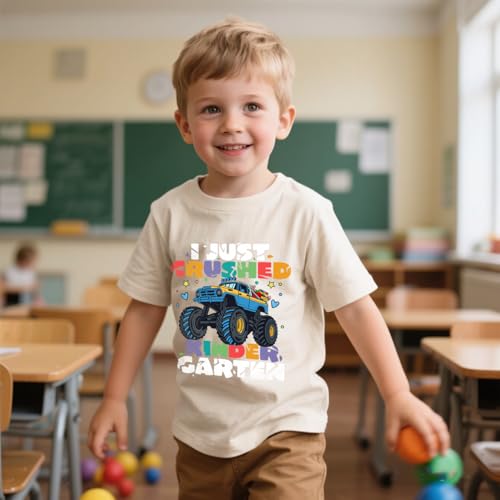 Kindergarten Shirt for Boys Back to School T-Shirts First Day I Just Crushed Kindergarten Monster Truck Tee 3-7 Years2