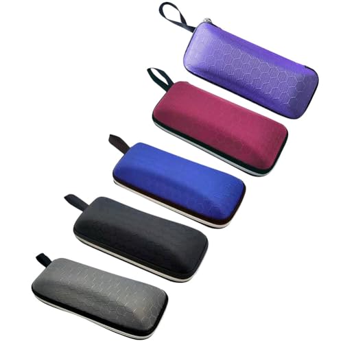 Custodie per Occhiali, Custodia protettiva per occhiali da vista rigida da 5 pezzi Custodia Porta Occhiali Semirigida Cerniera Scatola per occhiali protettiva rigida a nido d'ape con cerniera