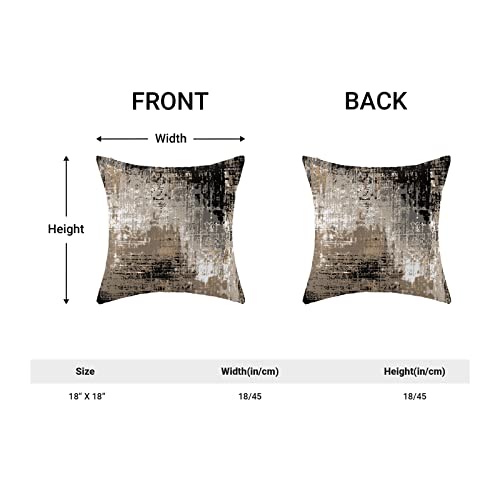 Brown Black Pillow Covers 18X18 Set Of 2, Abstract Boho Desigh Decorations Throw Pillow Covers Art Gray Contemporary Outdoors Decorative Cotton Cushion Case For Home And Office #TOP4