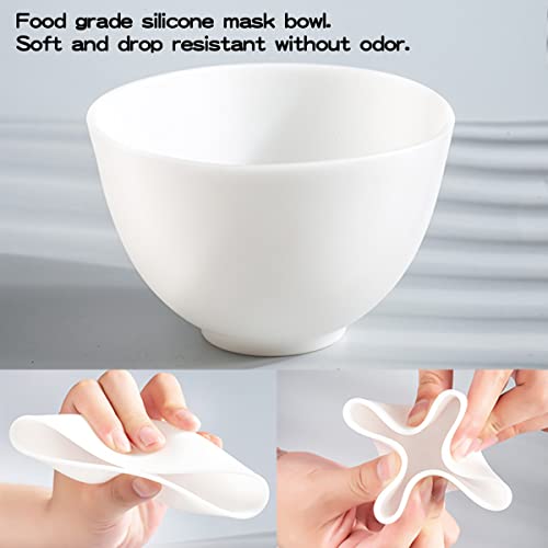FERCAISH 4Pcs DIY Face Mask Mixing Bowl, Microwavable Silicone Facial Mud Bowl Cosmetic Beauty Tool for Home Salon (White) - Image 3