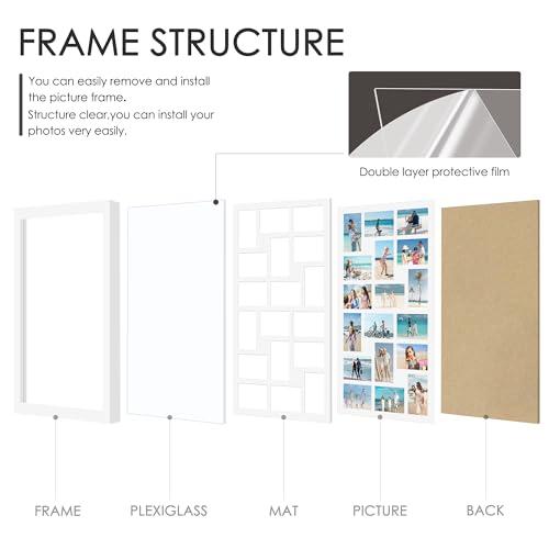 Image of DUENPY 18x30 Picture Frame 4x6 Collage Picture Frame Displays Eighteen 4x6 inch Photos Collage Wall Decor Wall Hanging White