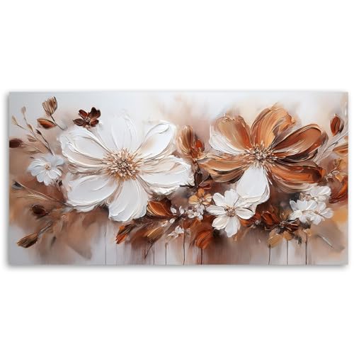 Tableau salon grand format Feeby fleurs blanches decoration murale moderne impression sur toile
