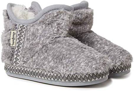 Dearfoams unisex child Charlotte Furry Bootie Slipper, Grey Frost, 7-8 Toddler US | Image 2