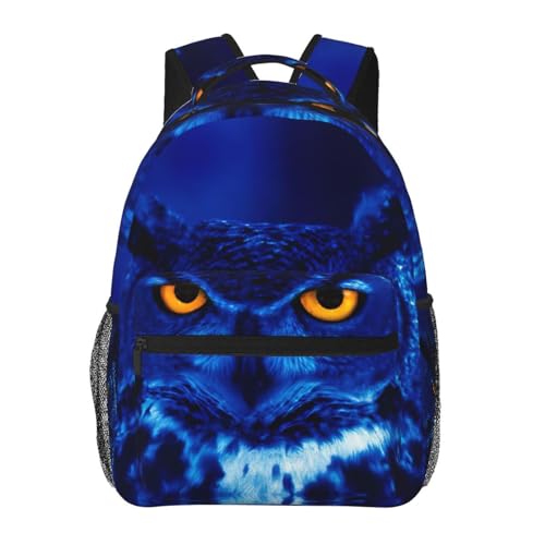 Sac à dos léger en toile OdDdot noir imprimé hibou bleu taille unique pour homme et femme
