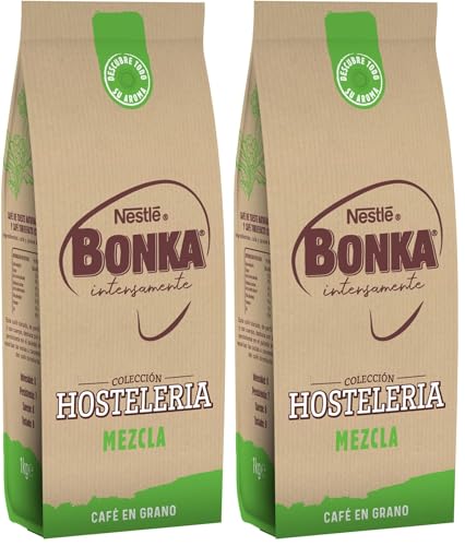 Bonka café tostado en grano para hostelería mezcla - 1 paquete x 1 kg (Paquete de 2)