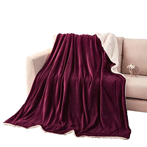 frueo Plaid Sherpa Canape Couverture Polaire,- Jete de Canape Grande Taille,Plaid Canapé Sherpa Doux et Chaude, Couvre Lit 2 Personnes (Red,150x200cm) Cover