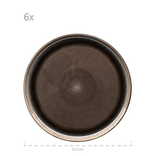 MÄSER 934020 Serie Niara, Modernes Geschirr Set für 6 Personen in aufregendem Vintage Look, 18-teiliges Frühstücksgeschirr Service aus Keramik in Grau und Schwarz, Steinzeug