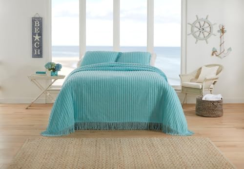 Image of BrylaneHome Oversized Extra Wide Cotton Chenille Bedspread with Fringed Hems - Full, Burnt Orange