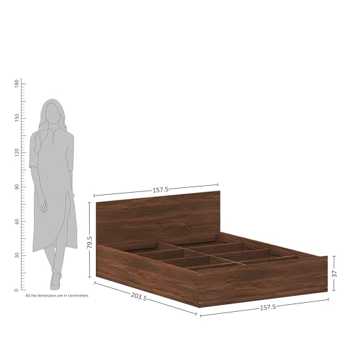 Image of Amazon Brand - Solimo Altamore Engineered Wood Queen Bed with Storage, Non Woven Base (Walnut Finish)