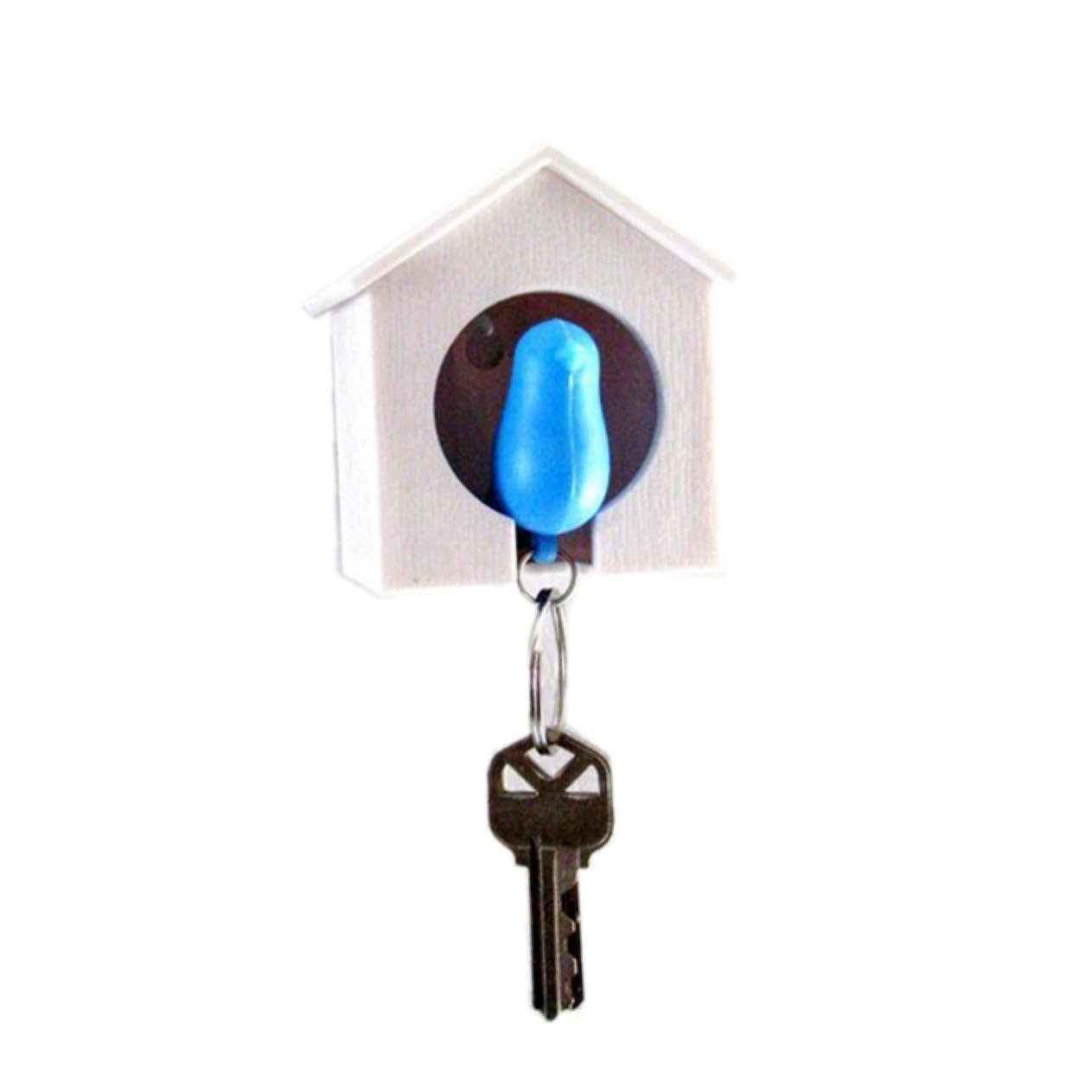 IMIKEYA Birdhouse Key Ring White House Design with | Sparrow Bird House Key Holder for Home & Garden Decor | Unique Birdhouse Key Holder