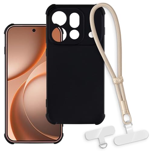 OAGELIM 2-in-1�ی�P�[�X�ƃ��X�g�X�g���b�v OPPO Find X9S Pro 5G China 2026 �Ƃ̌݊������� ���O���\�ȃ��j���[�h�t���d�b�J�o�[�A����~�ߕ����h�~�O���b�v�n���h�� (�u���b�N + �S�[���h)