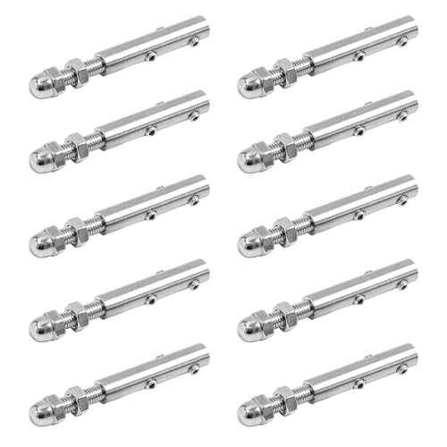 Tensor De Cuerda, 10 Unidades Abrazadera De Acero Inoxidable De 6mm Kit De Tensado Con Pasadores Roscados Terminal De Tensión Ajustable Para Barandilla De Acero Inoxidable - Plateado