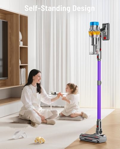 Image of Cordless Vacuum Cleaner, 55KPA 70Min 650W Motor Powerful Vacuum Cleaners for Home, Self-Stand Cordless Stick Vacuum Rechargeable Anti-Tangle /LED Screen /1.8L Cup for Home Pet Hair /Carpet /Hardwood Floor