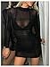 WDIRARA Women's Ruched Sheer Mesh Bodycon Mini Dress Mock Neck Long Sleeve Sexy Party Dresses Black Small