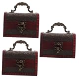 UPKOCH 3 Stück Vintage Schatztruhen aus Holz mit Deckel und Schloss Dekorative Aufbewahrungsboxen...