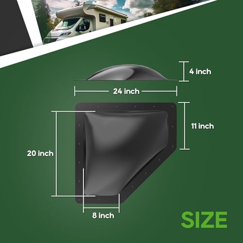 Image of RVGUARD RV Skylight Replacement, 11 inch x 24 inch Outer Dimension Skylight Fits All Standard 8 inch x 20 inch Openings, RV Skylight for Camper Trailer Fifth Wheel Truck, UV Resistant, Impact Resistant, Black