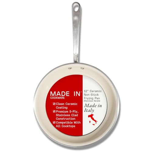 Made In Cookware - 12' CeramiClad Non Stick Frying Pan (Stainless Handle) - 5-Ply Stainless Clad...