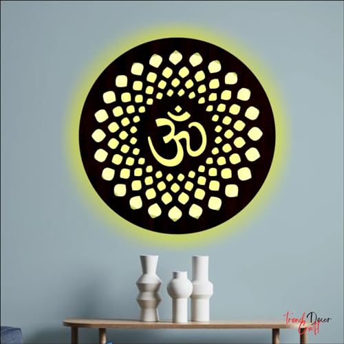 Om Mandala Wall Light LED Light Wall Decor for Living Room, Bedroom, Yoga Room, Meditation Room (16 X 16 Inches)
