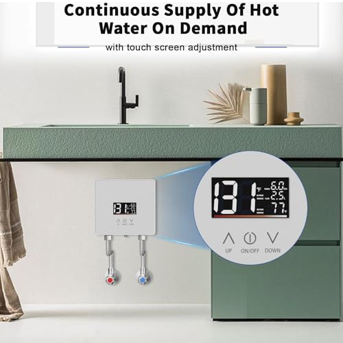 3000w Electric Tankless Water Heater, Tankless Mini Hot Water Heater With Digital Display, Under Sink On Demand Instant Hot Water Heater For Home Kitchen Bathroom (Black