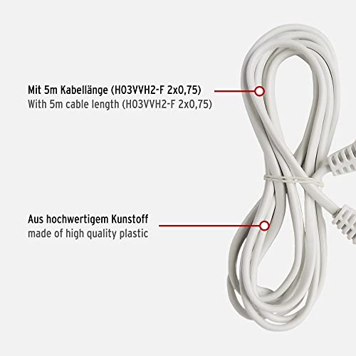 Brennenstuhl Kunststoff-Verlängerungskabel (Verlängerungskabel für den Innenbereich, 5m Kabel, mit Euro-Stecker und Kupplung) weiß – Bild 4
