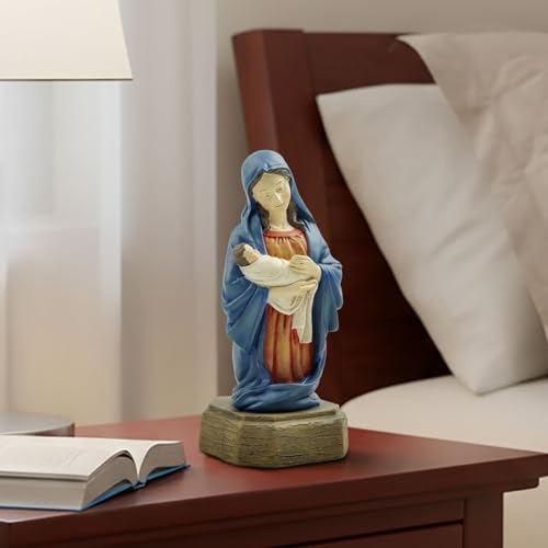 Estatua Virgen María con Niño Jesús, Resina 5.91 pulg miniatura 6