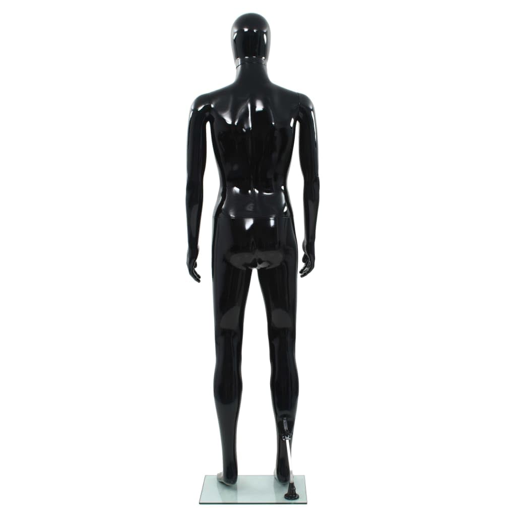 vidaXL Mannequin Homme Corps Complet Base Verre Noir Brillant 185 cm Vitrines