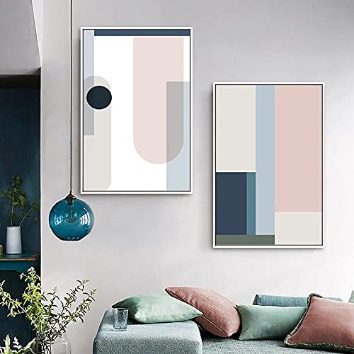 Affiche Scandinave Salon Moderne | Toile Géométrique Abstraite 2pcs