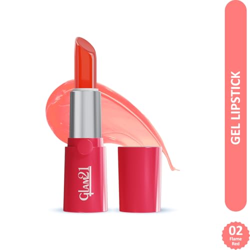 Image of Glam21 High Definition Lipstick | Lightweight & Ultra-Moisturizing Lip Color | Gel-Based Creamy Formula | Smooth Application & Vibrant Finish | Long-Lasting Comfort Wear |3.6gm, Flame Red