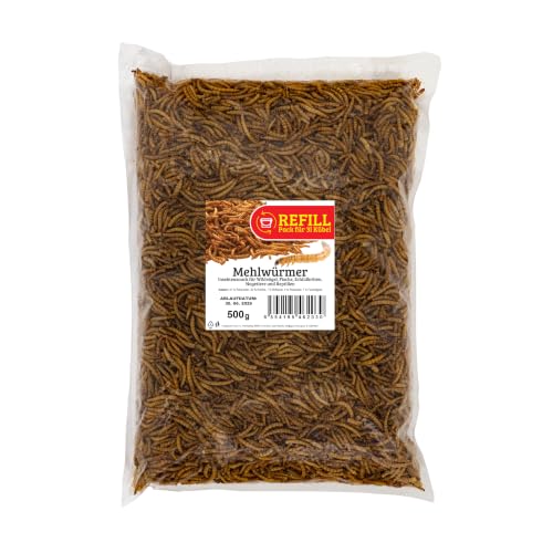 UGF - Premium Mehlwürmer getrocknet 500g Vogelfutter Wildvögel Ganzjährig Igelfutter Eichhörnchen Futter Hamster Futter
