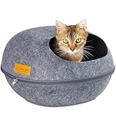 Kattentunnel van vilt, 60 x 60 x 28, kattenbed, pluizig, rond, kattengrot, tunnel, donut, kattendonut, bed, spel katten met wasbaar kussen, overtrek, kattenmand, als slaapplaats, knuffelbed, Grijs
