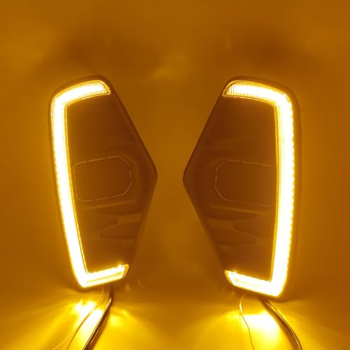 BAKUGO 2 peças LED luz de neblina de corrida diurna DRL dinâmica amarela luz de seta para Nissan Nav