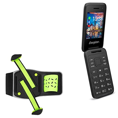 BoxWave Holster Compatible with Energizer E282SC - FlexSport Armband, Adjustable Armband for Workout and Running - Stark Green